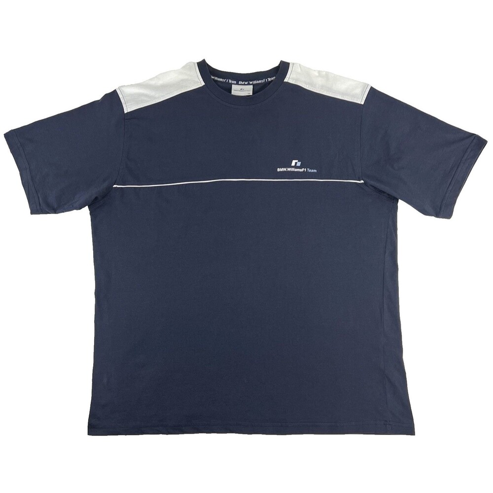 Vintage BMW Williams F1 Team T Shirt Dark Navy Blue Short Sleeve Mens 2XL Y2K